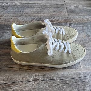 Khaki suede Rebecca Minkoff tennis shoes. Size 7.5 US.